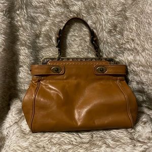 Talbots Camel color snakeskin leather satchel handbag Excellent condition